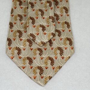 Ermenegildo Zegna Tie 100% Silk Rust Brown Gold Orange Floral Hipster Retro Prep